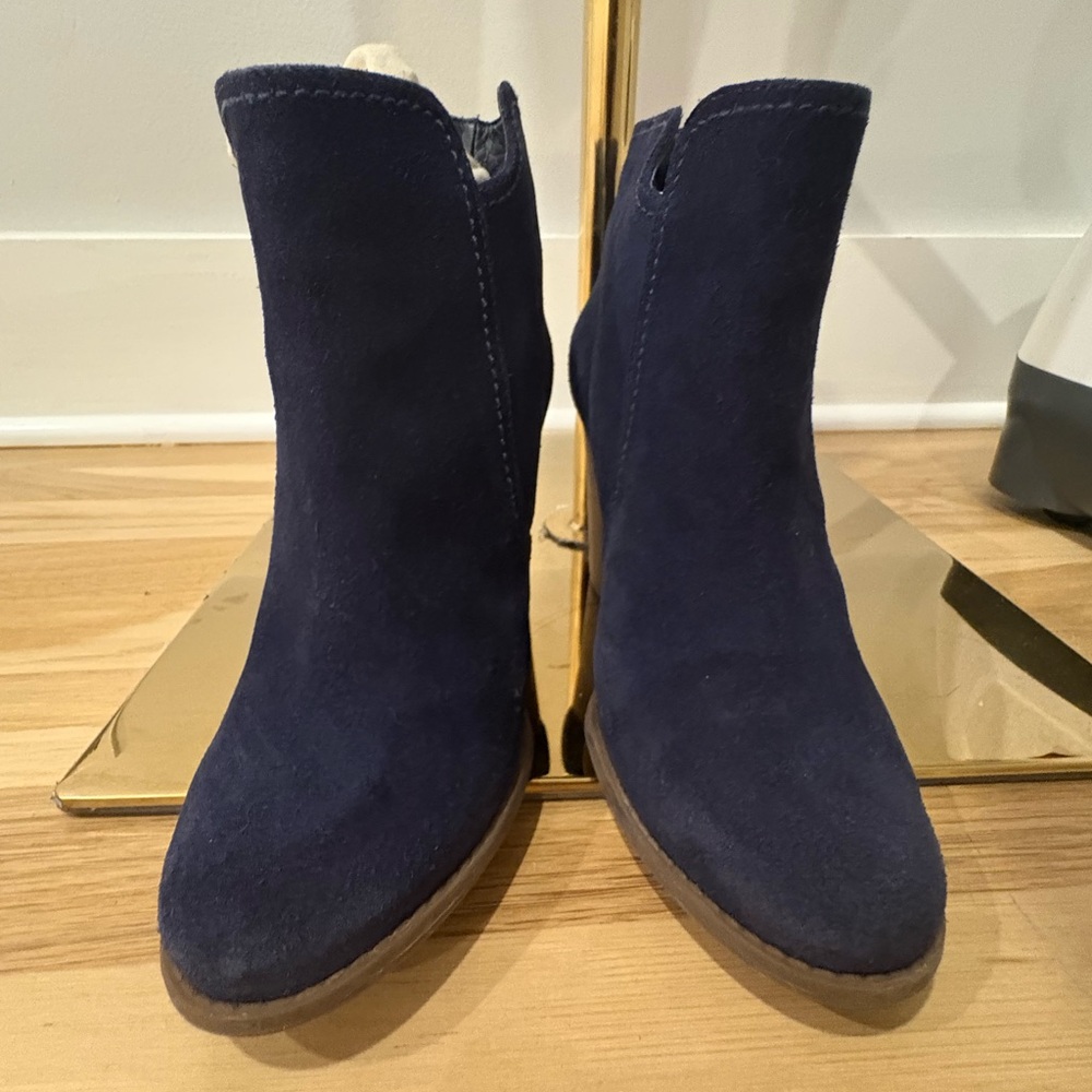 J. Crew Dark Blue Suede Ankle Booties
